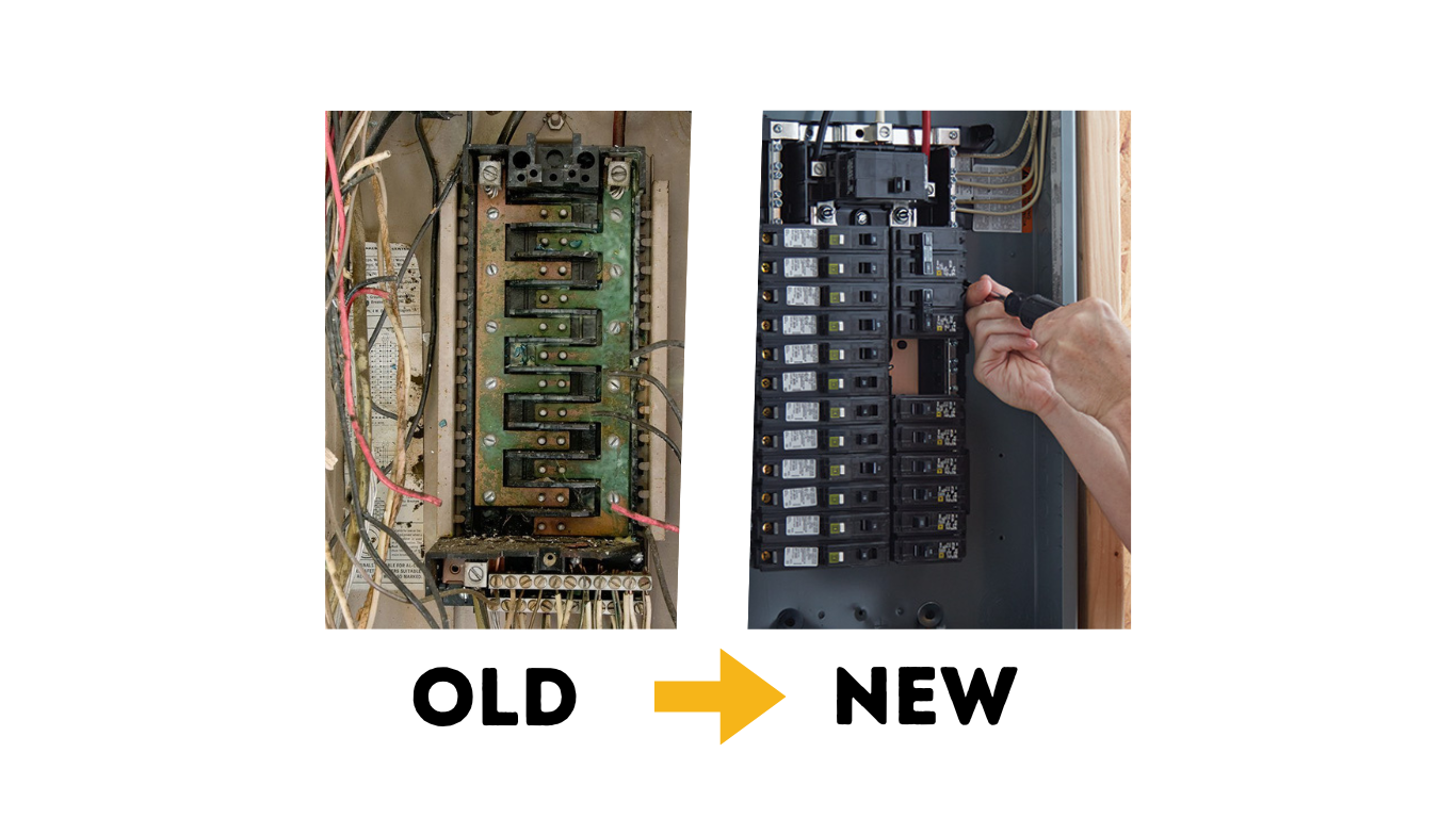 Old and new electrical panel Old and new electrical panel