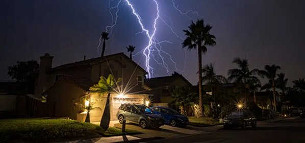 Power surge lightning strike